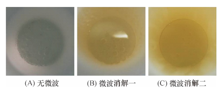 图8无微波消解和微波消解的实验效果